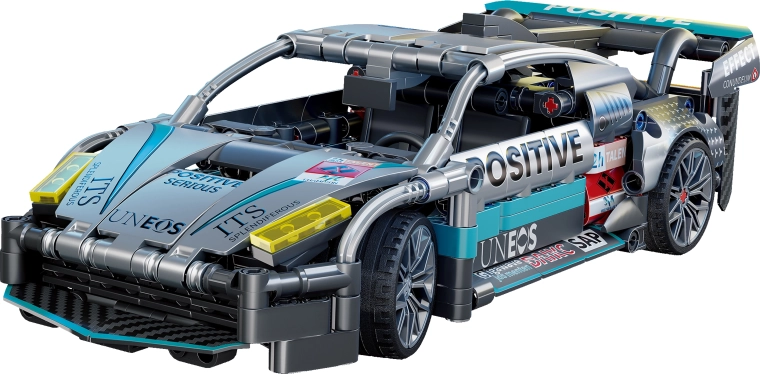 Grey pull-back car building kit (507 pieces) - 1 piece