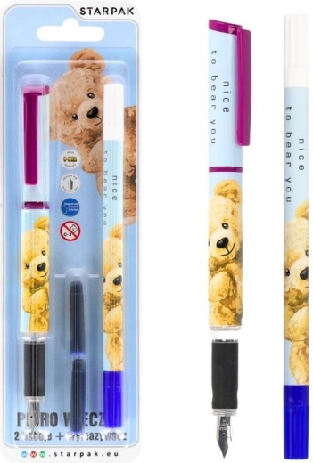 Fountain pen with a bear and eraser