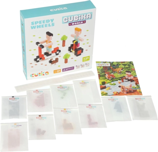 CUBIKA 15290 Pixel „Бързи колела“ – дървен 3D конструктор 200 кубчета