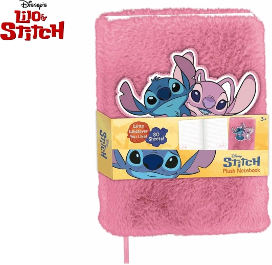 Plush Notebook Lilo & Stitch – Pink, 80 Sheets