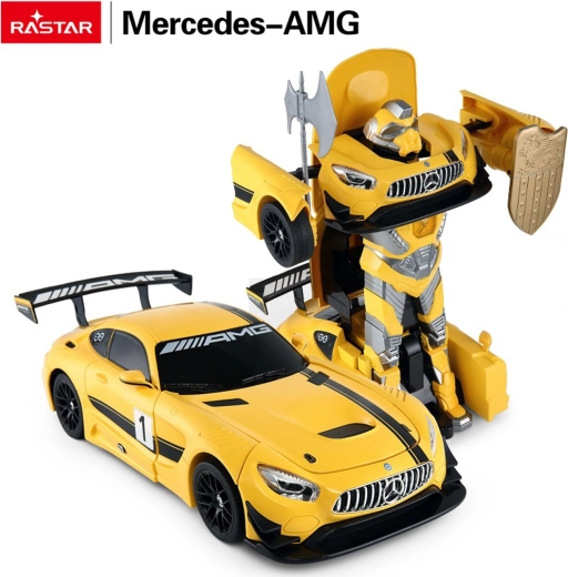 RC кола и робот 2в1 Rastar Mercedes-AMG GT3 1:14 жълто
