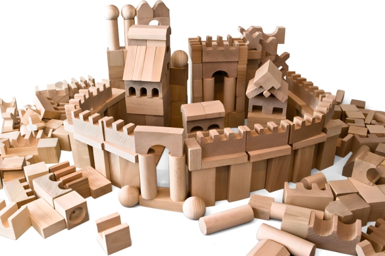 Wooden Building Blocks Natural XL 220 pcs