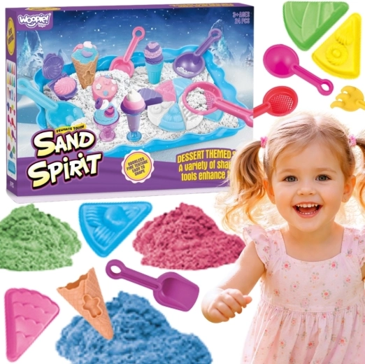 Woopie Sand Fairy кинетичен пясък – комплект сладоледаджийница и десерти, 24 части