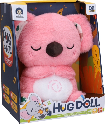 Plush breathing koala pink with effects 27 cm