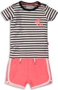 Dirkje kids’ 2-piece set: T-shirt and shorts, Joyful Let’s Rock, white-black-pink