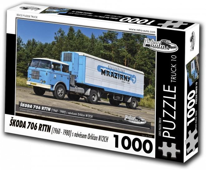Retro-Cars puzzle Škoda 706 RTTN with Orličan N12CH trailer 1000 pieces