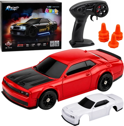 RC drift sports car 4WD 1:43 with ESP gyroscope, red