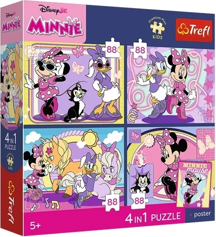 Trefl Disney Minnie Mouse puzzle 4 in 1 (4×88 pieces) Magical Moments + collectible poster
