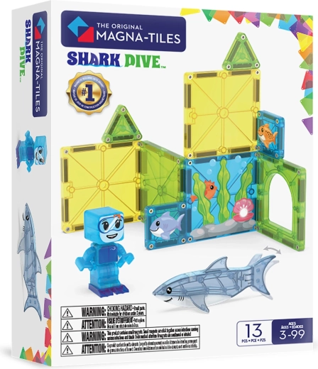 MAGNA-TILES Shark Diving Magnetic Building Set, 13 Pieces