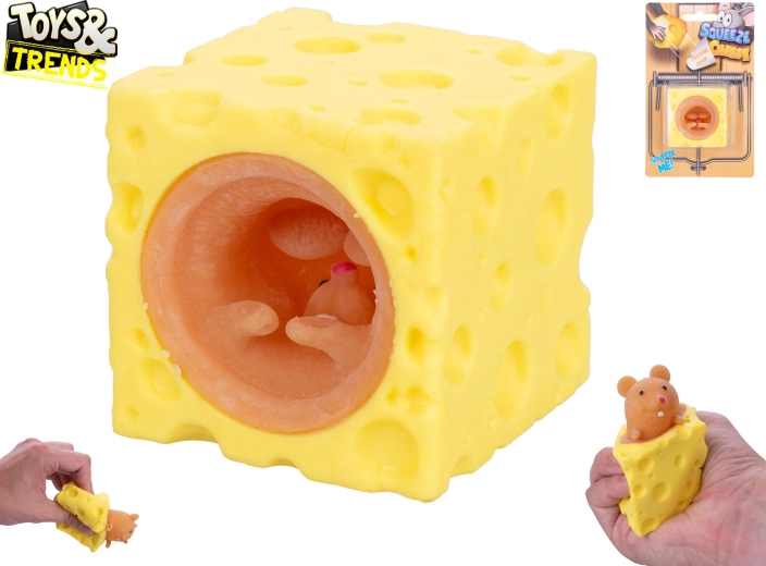 Антистрес играчка – кубче сирене с изскачаща мишка