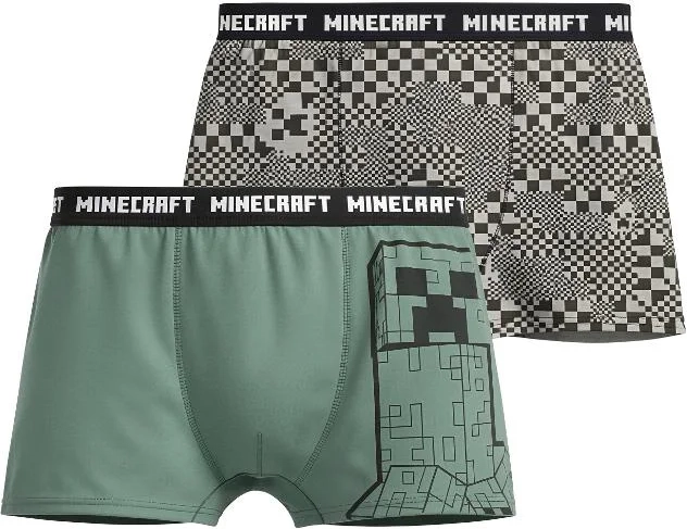 Момчешки боксерки Minecraft зелено-сиви (дуопак 2 бр.)
