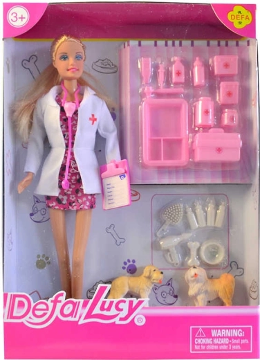 Veterinarian doll with accessories and 2 puppies 30 cm