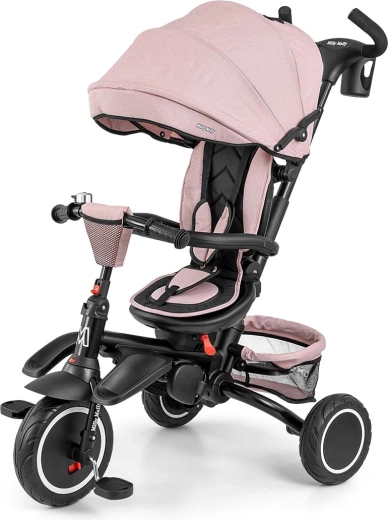 Milly Mally Stanley 6-in-1 tricycle with rubber wheels, pink