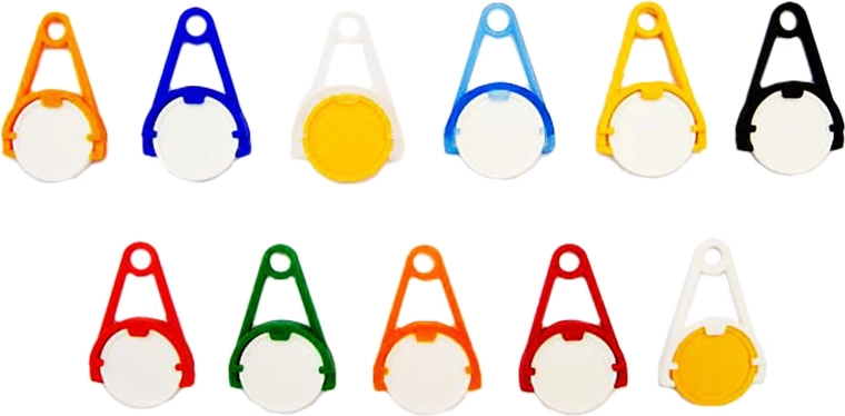 Keychain token for shopping cart – mixed colors, 5 pcs