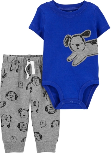 CARTER'S 2-piece set: short-sleeve bodysuit and sweatpants blue dog for boys – 6m