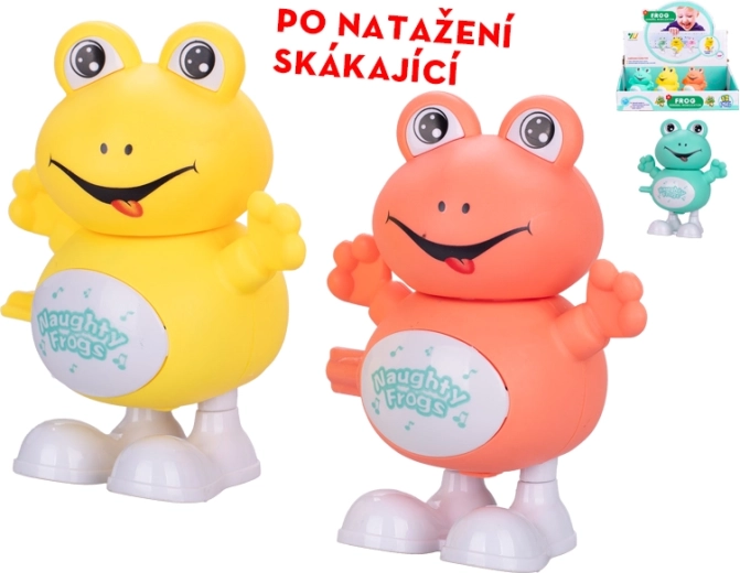 Скачаща жаба 9,5 см – механична играчка с навиване за деца