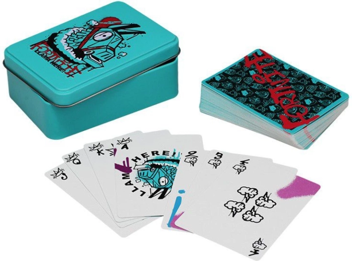 Fortnite playing cards in a tin box