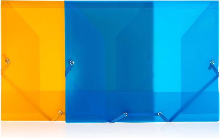 A4 document folders with elastic band, assorted colors
