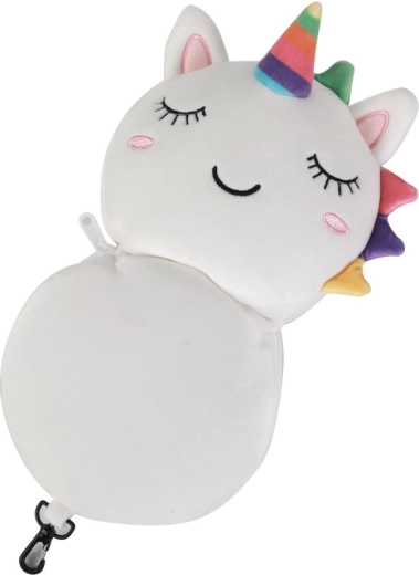 Travel pillow with unicorn mask