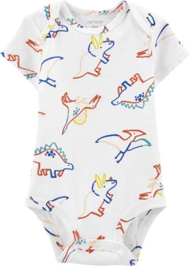 CARTER'S boys' short-sleeve bodysuit ivory dino – NB/size 56