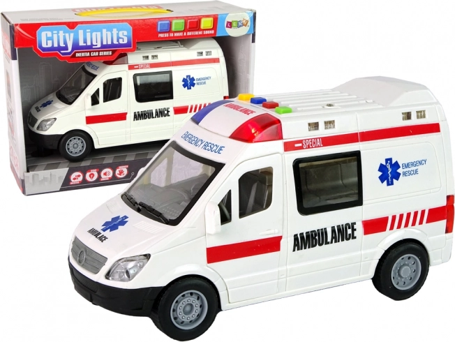 Ambulance with lights, sounds and flywheel