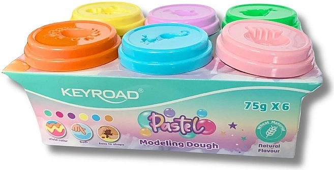 Моделираща маса Keyroad, 6 пастелни цвята, 450 г