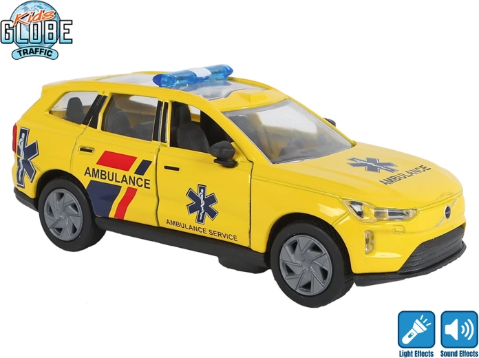 Kids Globe Traffic метална линейка Volvo EX90 с обратен ход със светлина и звук 13,5 см