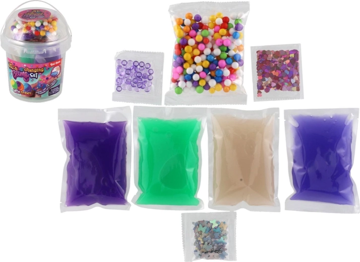 Slime with add-ins in a plastic jar – assorted types