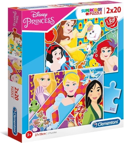 Пъзел 2×20 PRINCESS Super Color Clementoni