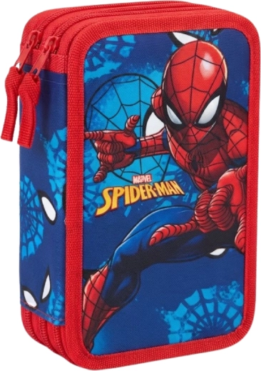 Three-Tier Equipped Spider-Man School Pencil Case in Blue and Red