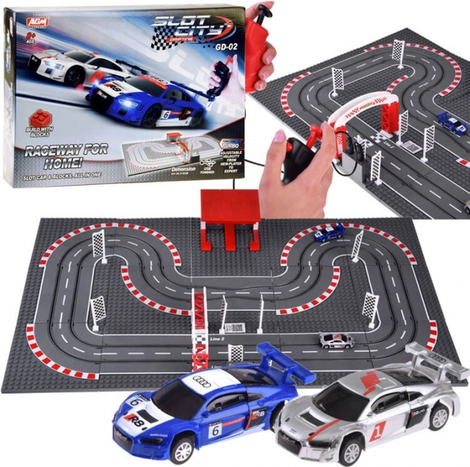 AUDI slot car track with remote control, 2 cars, USB power