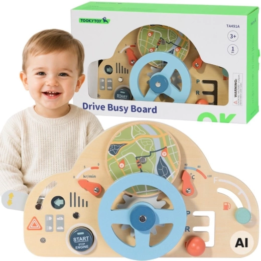 Tooky Toy дървен образователен волан за деца 3+