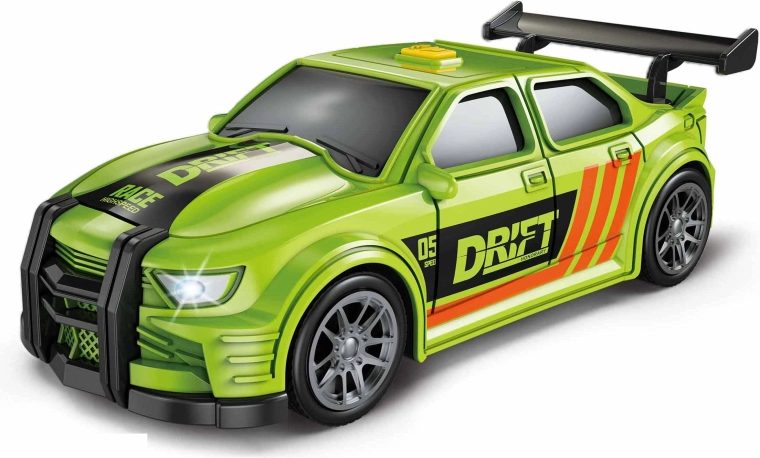 Green racing car with light and sound effects, 16 cm