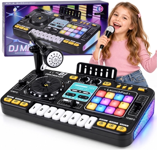 Children's Interactive DJ Mixing Console with Bluetooth, Microphone and Lights