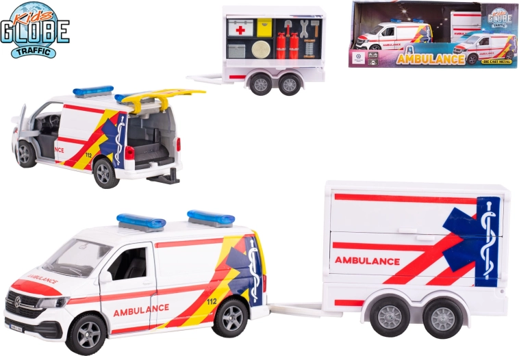 Kids Globe Traffic линейка VW Transporter с ремарке 1:16