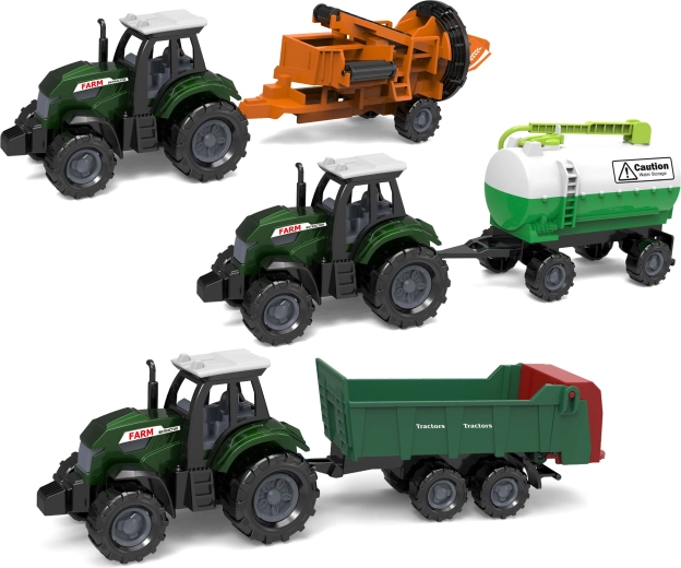 Tractor with metal/plastic accessories 17 cm