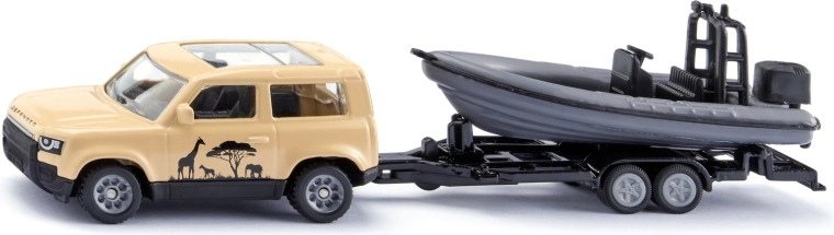 Siku Land Rover Defender Safari with a boat on a trailer - 1 piece
