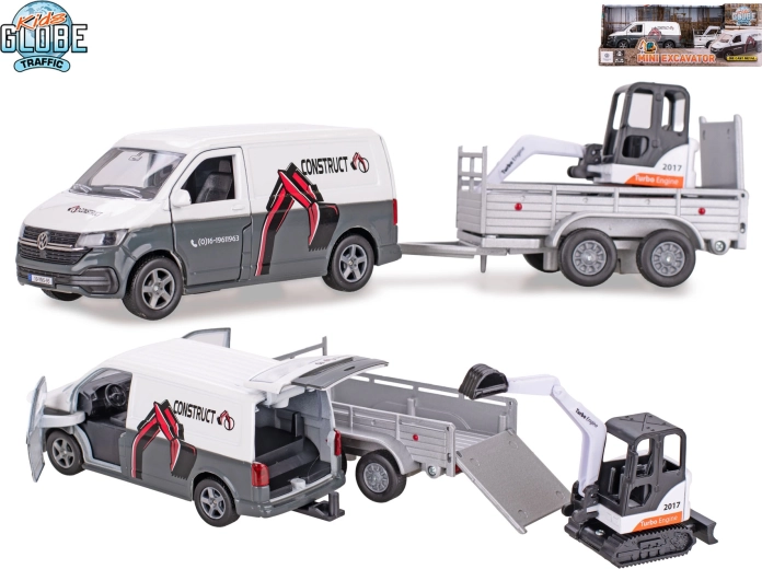 Kids Globe Traffic VW Transporter с ремарке и минибагер