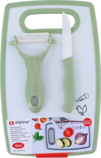 Кухненски комплект ALPINA – дъска за рязане, нож и белачка