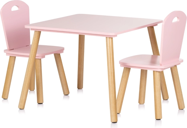 Детска дървена масичка с два стола Pink CHIPOLINO