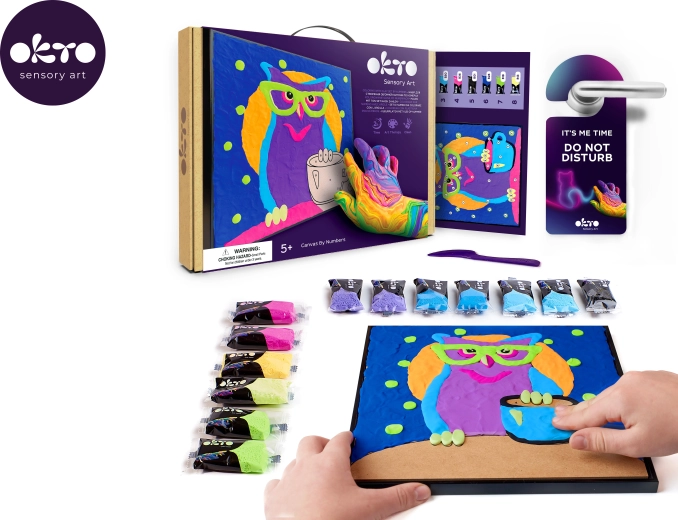 Okto Owl art set for painting with clay by numbers