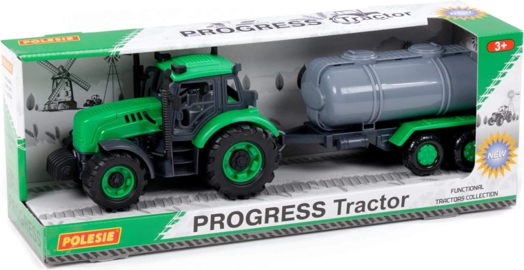 Progres Tractor with Friction-Powered Tank Trailer