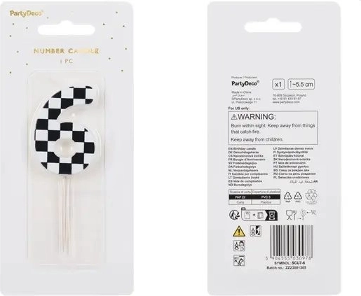 Birthday cake candle number 6 mix - 1 piece