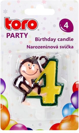Тортова свещ цифра 4 с маймунка TORO