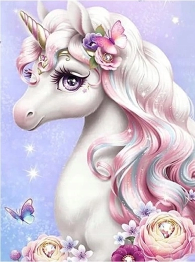 Norimpex Paint by Numbers Beautiful Unicorn with Flowers 40 × 50 cm