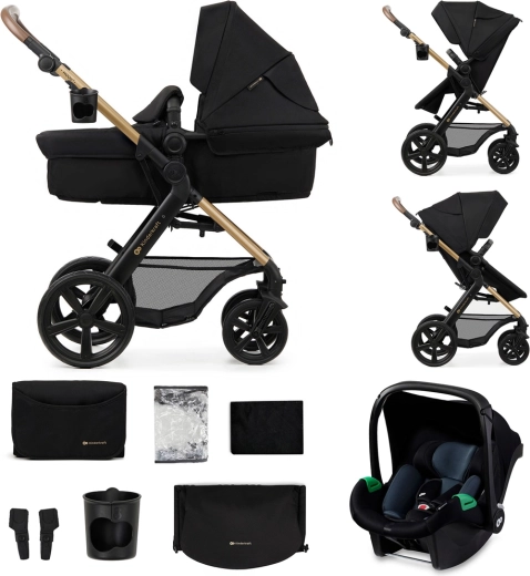 KINDERKRAFT Moov 2 3-in-1 pram stroller with foam wheels – Pure Black