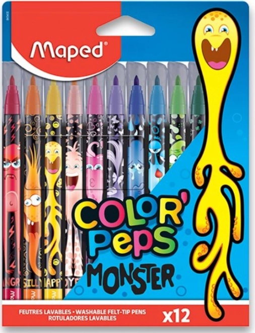 Флумастери MAPED Color'Peps Monster, комплект 12 цвята