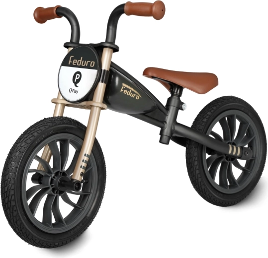 Qplay Feduro Children's Balance Bike, Black and Gold