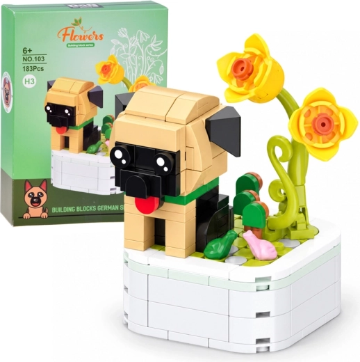 German Shepherd Building Set on a Base, 183 Pieces