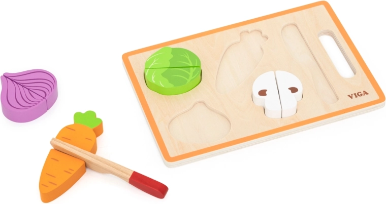 Viga Toys wooden colorful vegetable cutting set